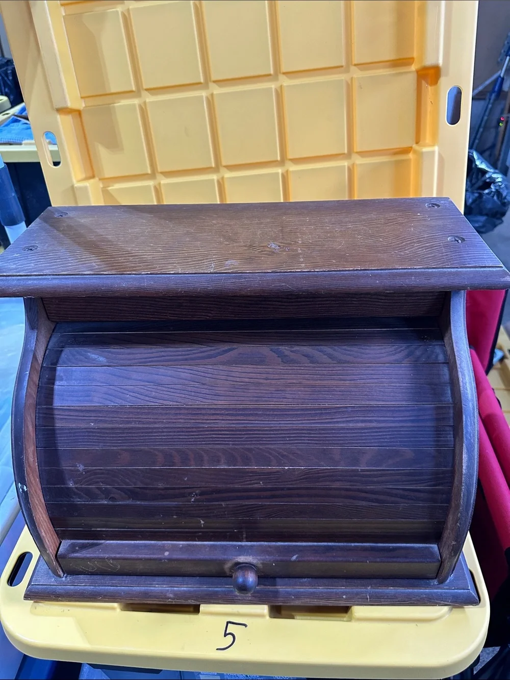 Vintage rare wooden roll top bread box